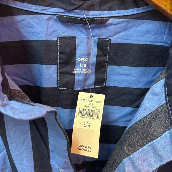 NWT Aerie Good Day Striped Button Down - Picture 3 of 4